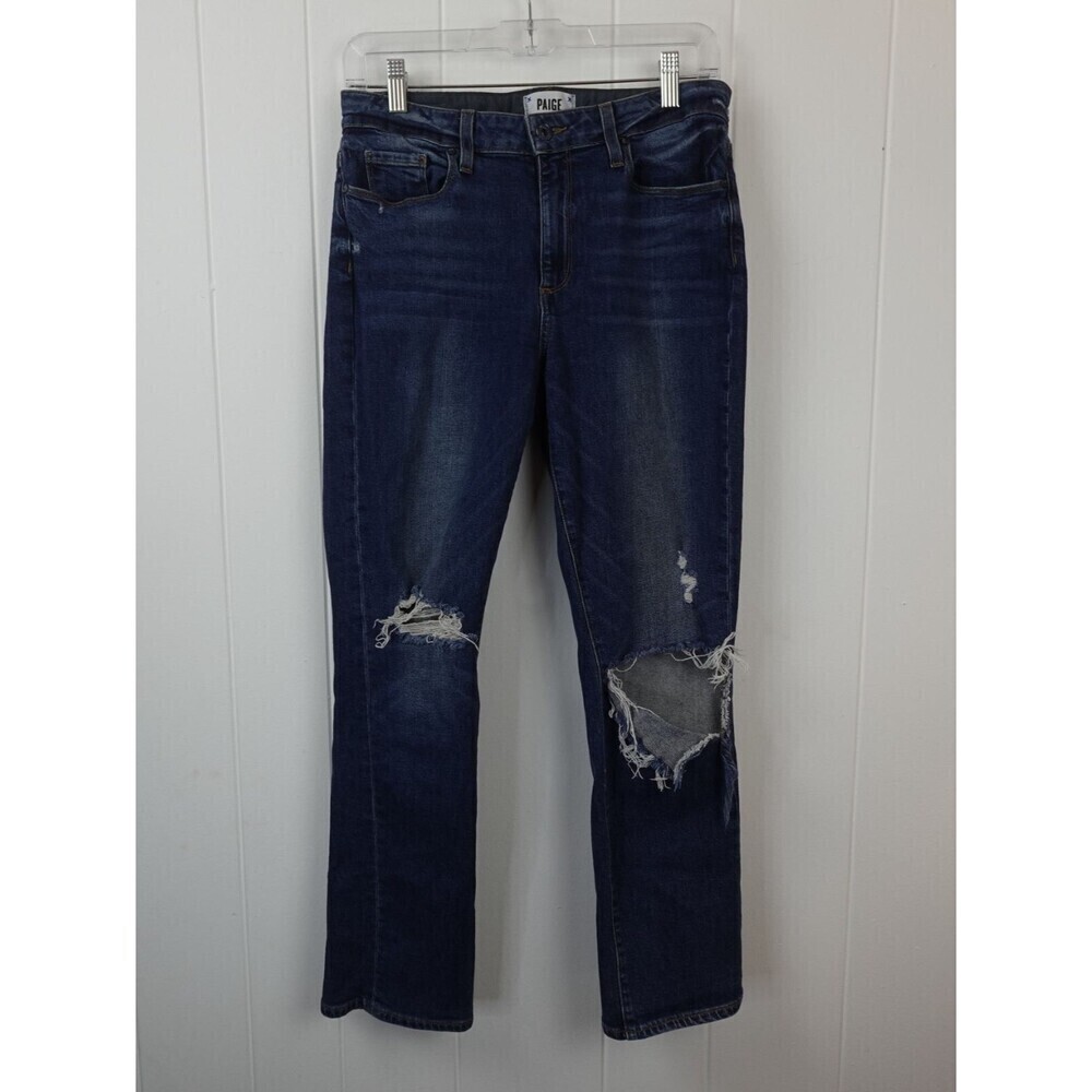 Paige Womens Jacqueline Straight Destroyed Nerea Wash Blue Ankle Jeans Size 28